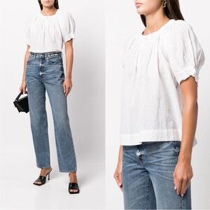 Apiece Apart Las Casas Top Blouse Puff Sleeve in Cream XS